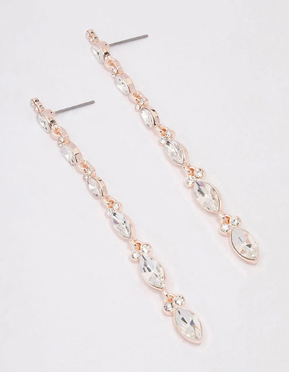 Rose Gold Pear Cup Chain Drop Earrings