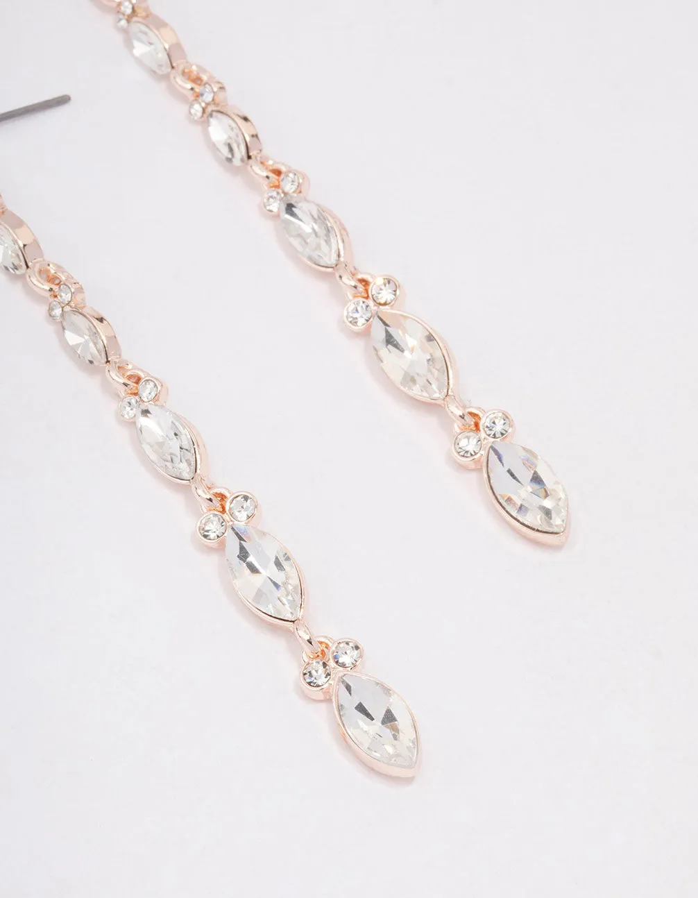 Rose Gold Pear Cup Chain Drop Earrings