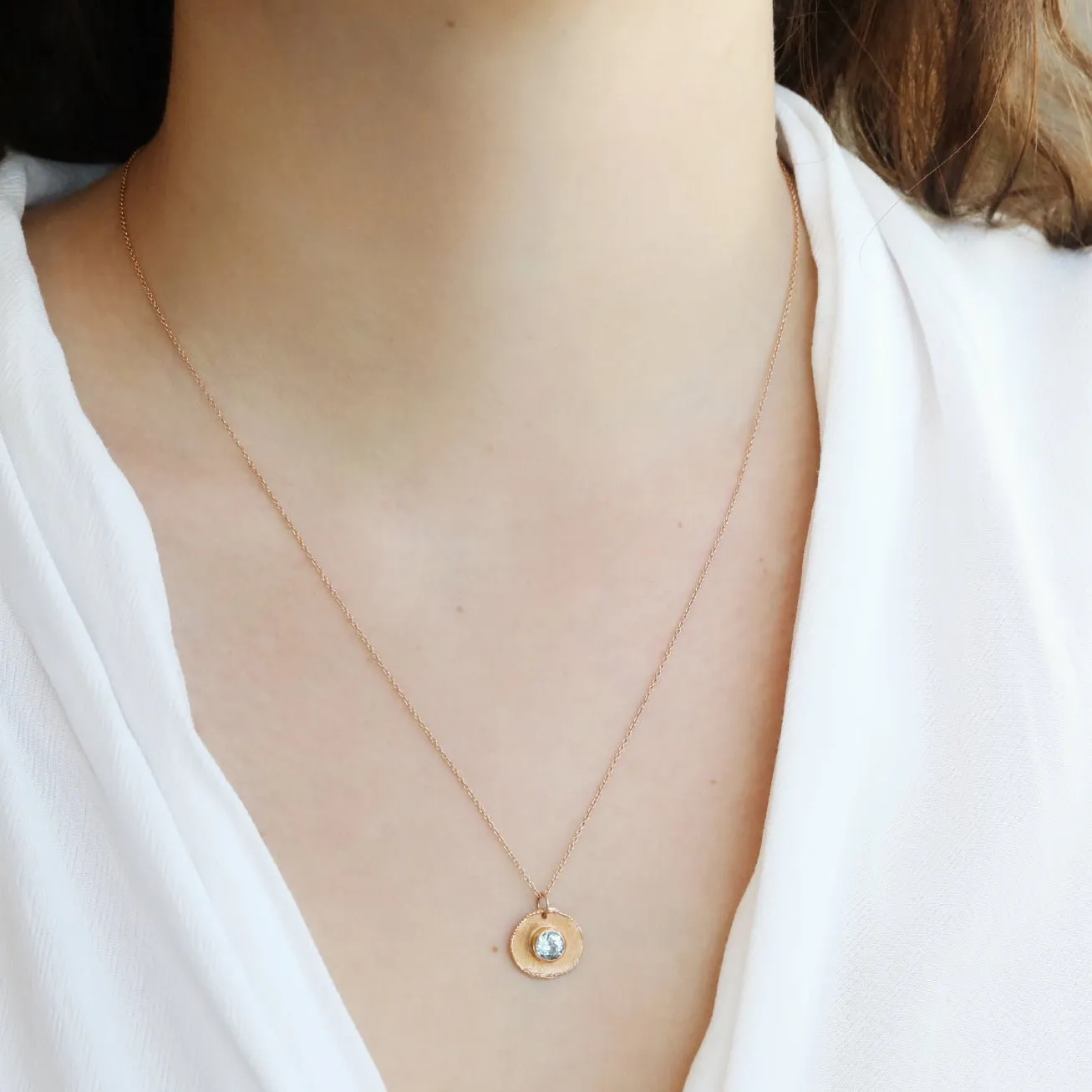 Rose Gold "Topaz Stone Medal" Necklace