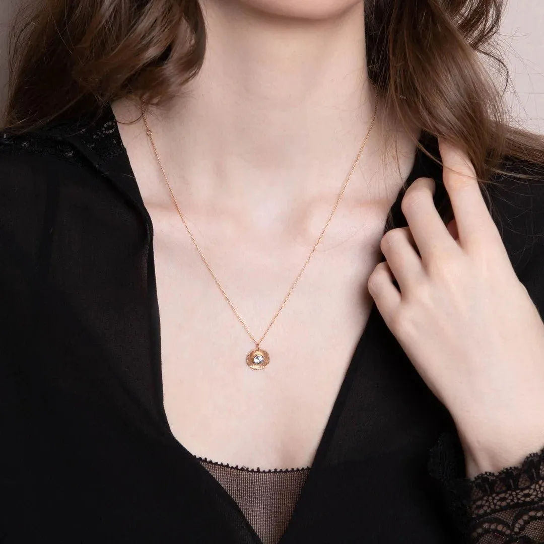 Rose Gold "Topaz Stone Medal" Necklace