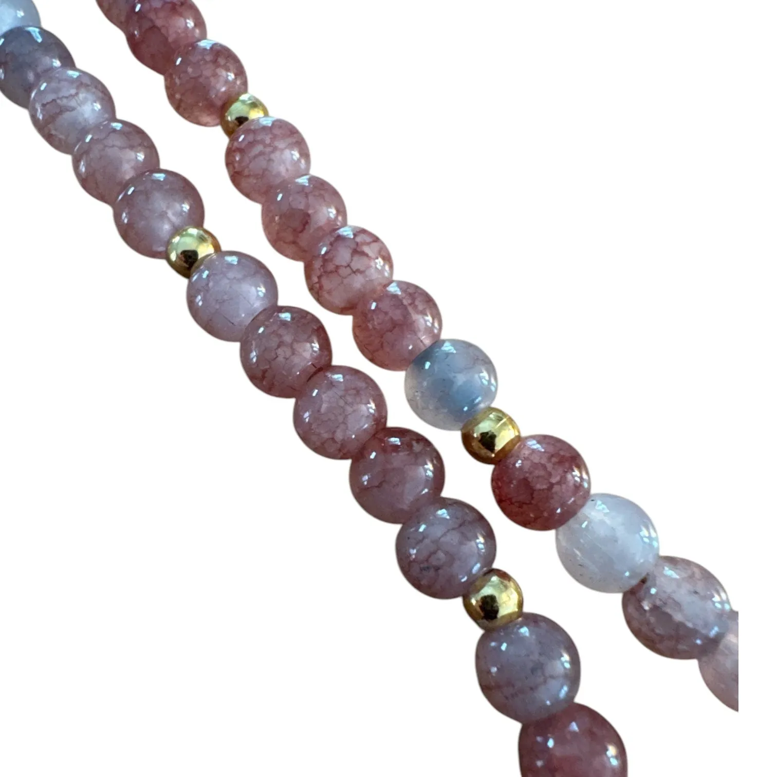 Rose Quartz & Dragon vein Agate beaded Necklace