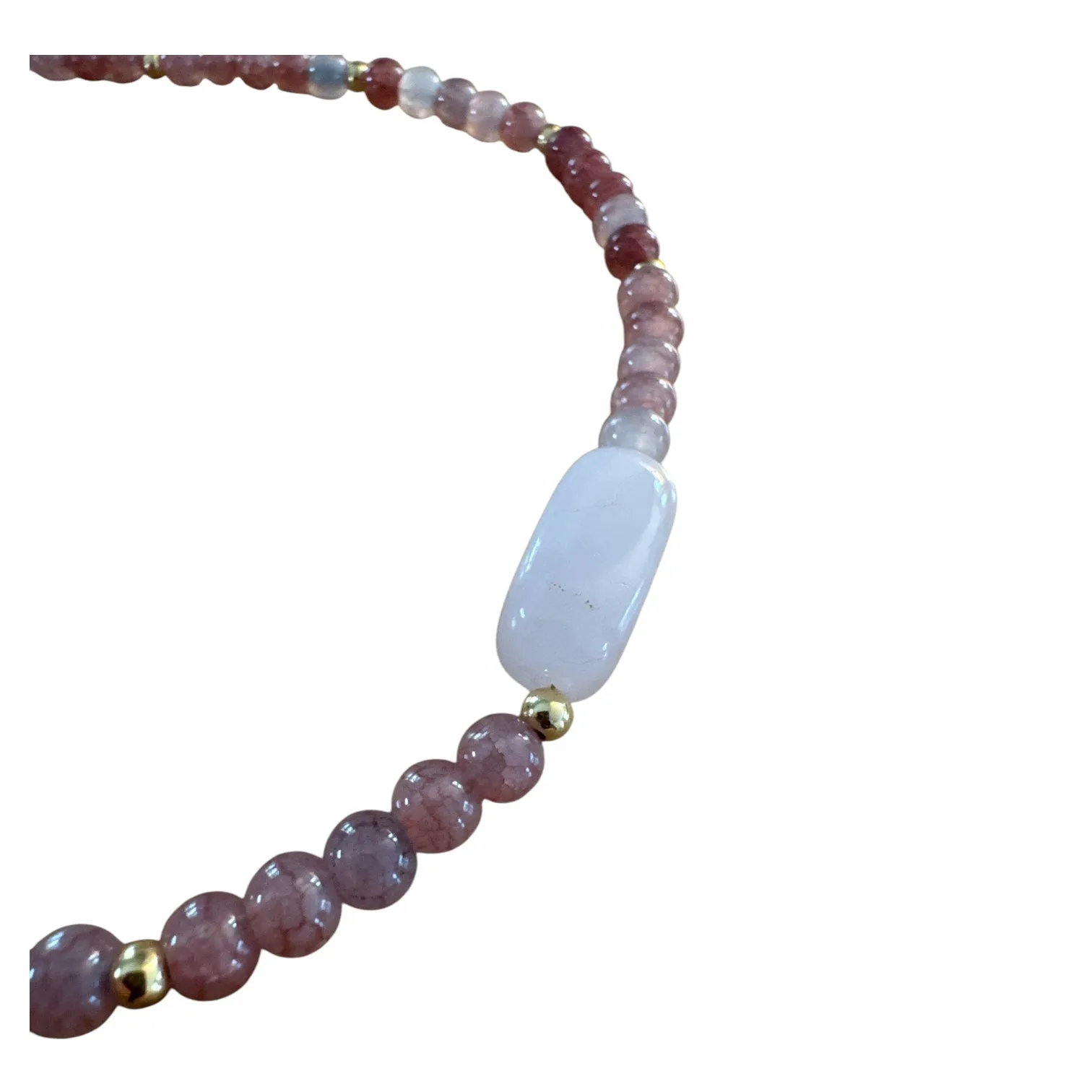 Rose Quartz & Dragon vein Agate beaded Necklace