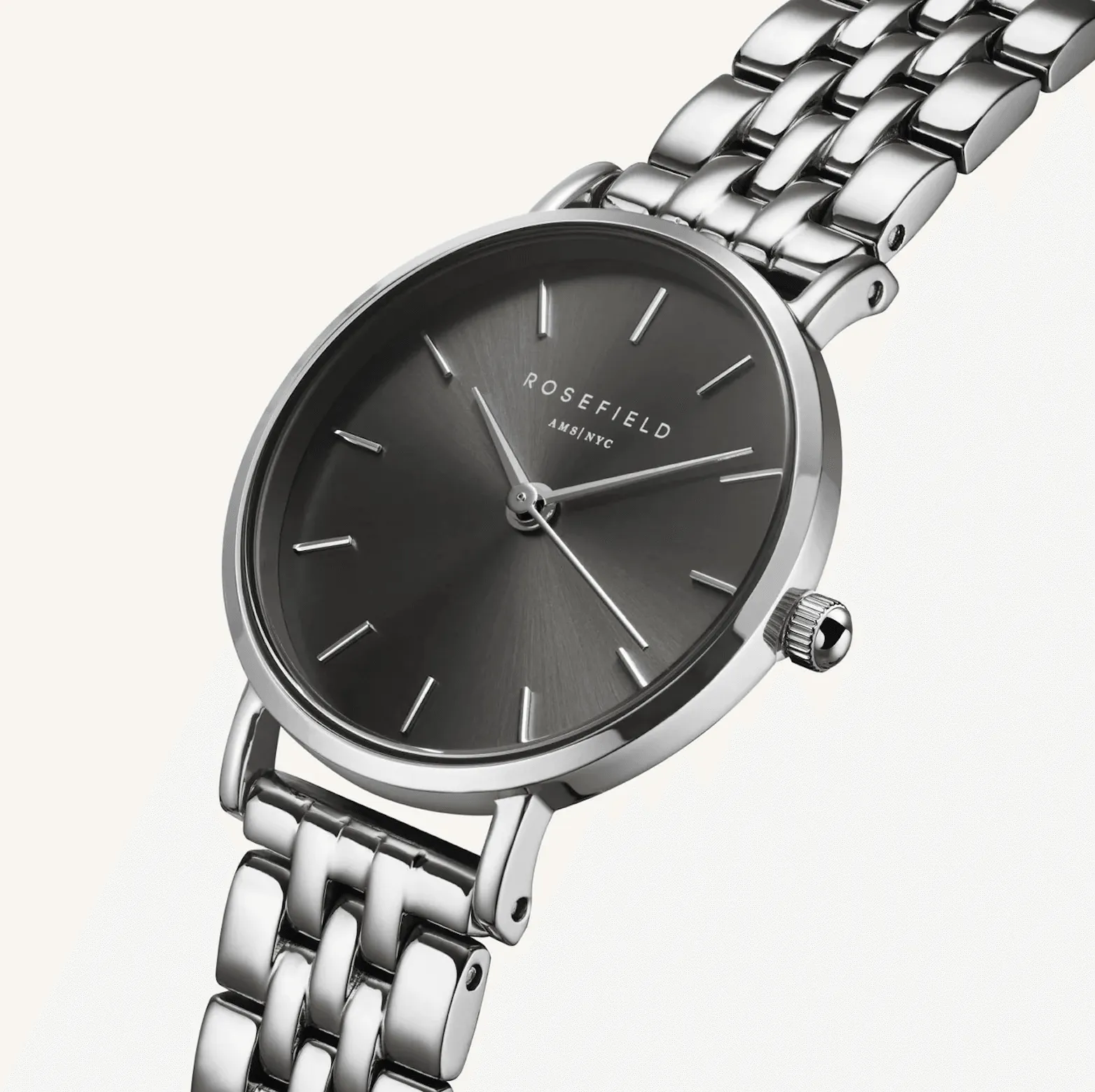 ROSEFIELD The Small Edit Black Face - Silver Strap
