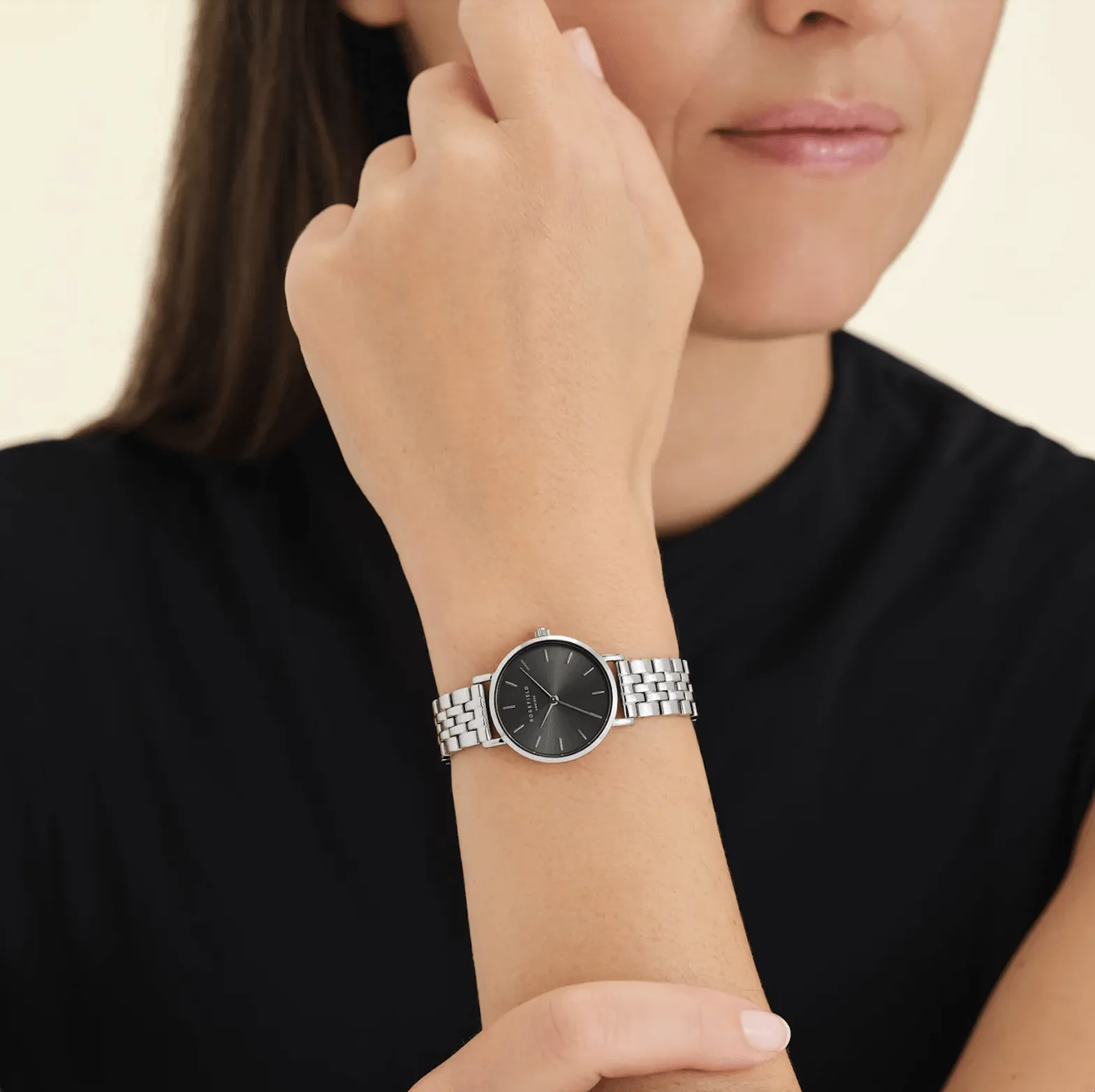 ROSEFIELD The Small Edit Black Face - Silver Strap