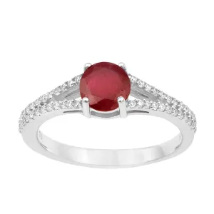 Round 0.85 Ctw Ruby Birthstone 925 Sterling Silver Cluster Women Ring
