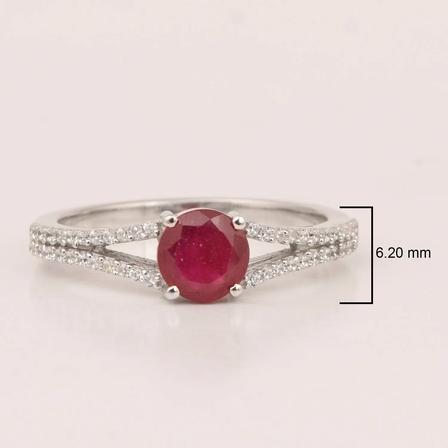 Round 0.85 Ctw Ruby Birthstone 925 Sterling Silver Cluster Women Ring