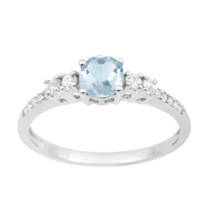 Round 5 MM Blue Topaz Gemstone 925 Sterling Silver Women Engagement Ring