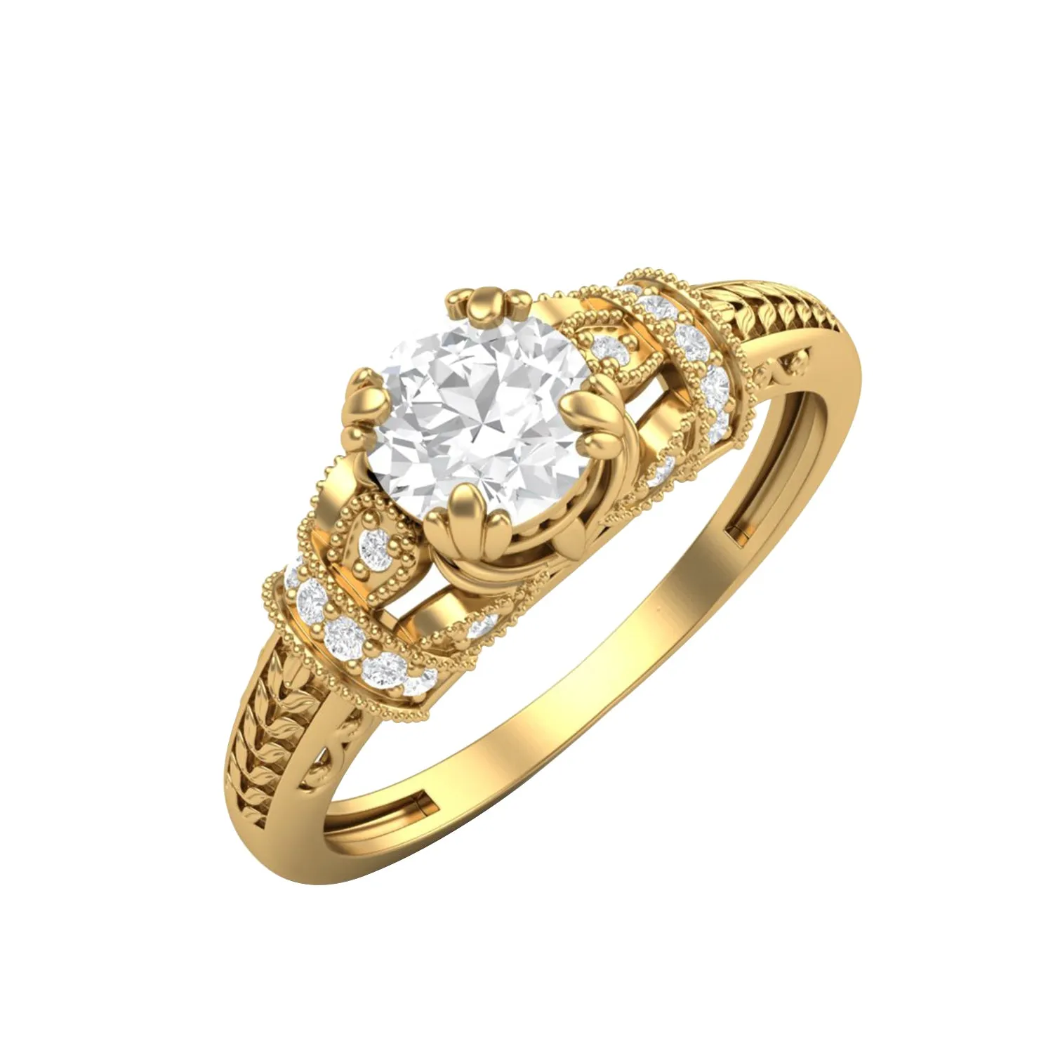 Round 5 MM Natural Moissanite Blossom Design 925 Sterling Silver Promise Ring
