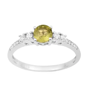Round 5 MM Peridot Gemstone 925 Sterling Silver Women Engagement Ring