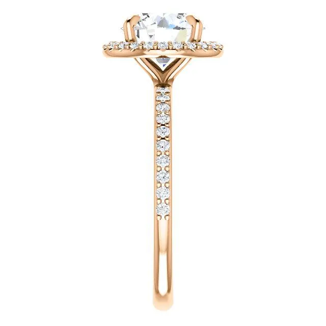 Round Center Stone Diamond Accent Ice Halo Ring