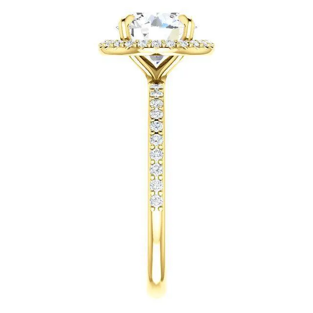 Round Center Stone Diamond Accent Ice Halo Ring