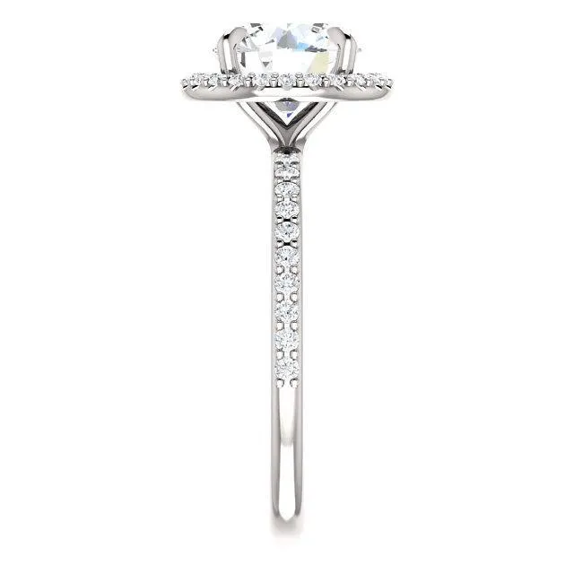 Round Center Stone Diamond Accent Ice Halo Ring