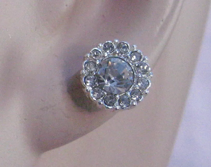 Round clear crystal earrings