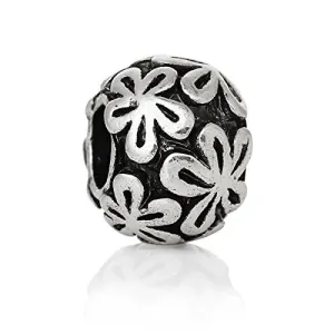 Round Flower Pattern European European Bead Compatible for Most European Snake Chain Charm Bracelet