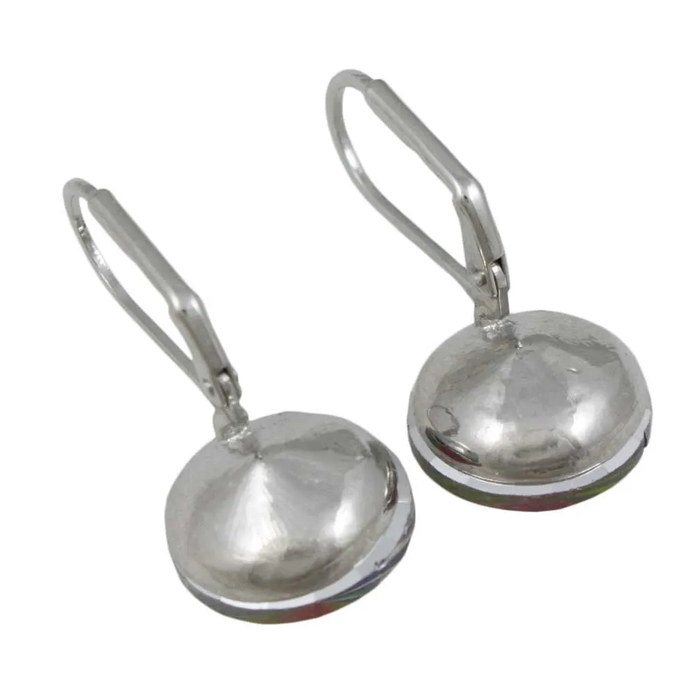 Round Iridescent Crystal Dangle Pierced Earring - PT019EVML