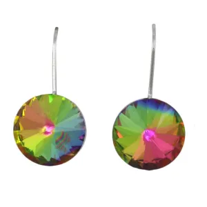 Round Iridescent Crystal Dangle Pierced Earring - PT019EVML
