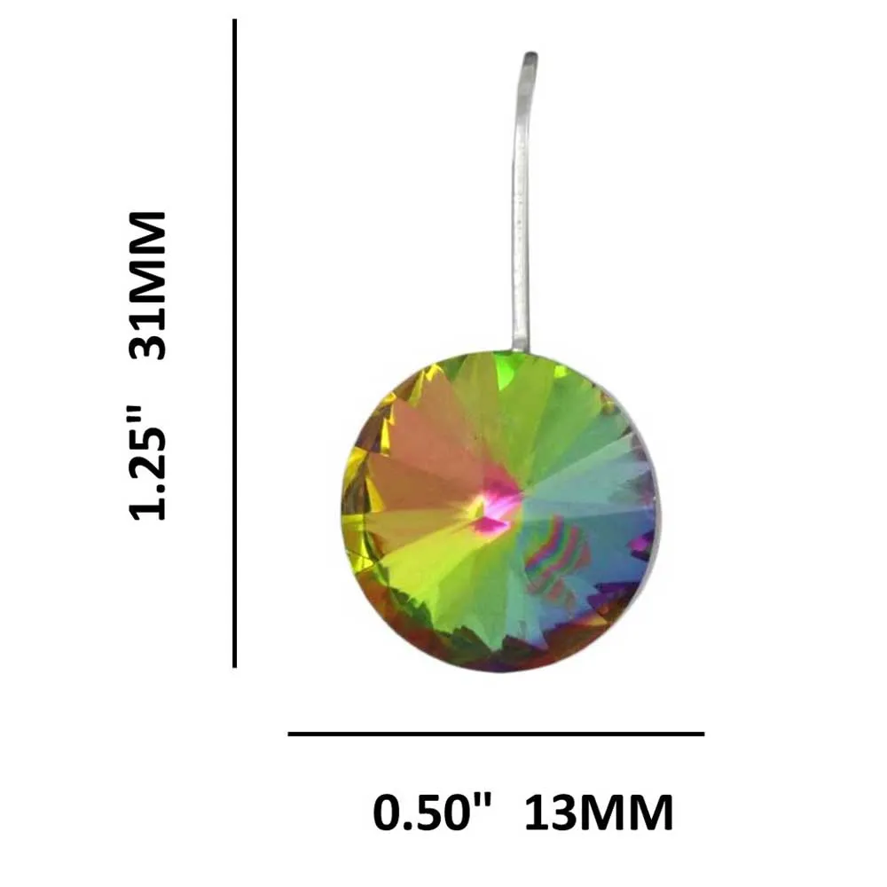 Round Iridescent Crystal Dangle Pierced Earring - PT019EVML