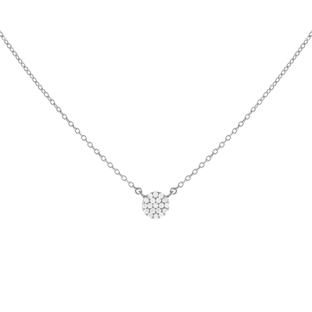 Round Pavé Disc Necklace