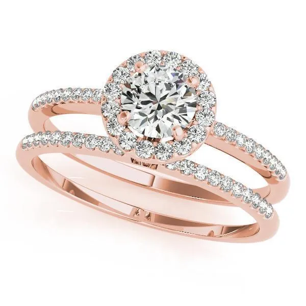 Roxy Round Center Stone Diamond Halo Radiant Basket Engagement Ring
