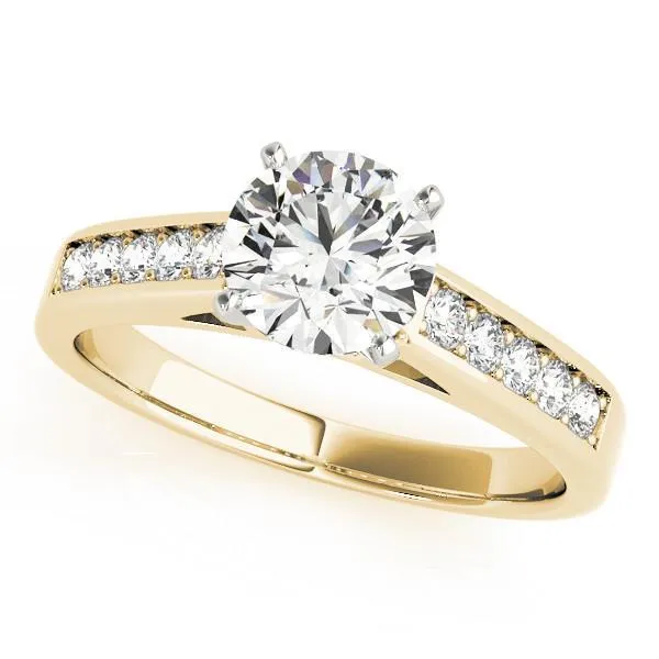 Ryleigh Round Center Stone Diamond Channel 4 Prong Two-Tone Engagement Ring