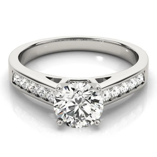 Ryleigh Round Center Stone Diamond Channel 4 Prong Two-Tone Engagement Ring