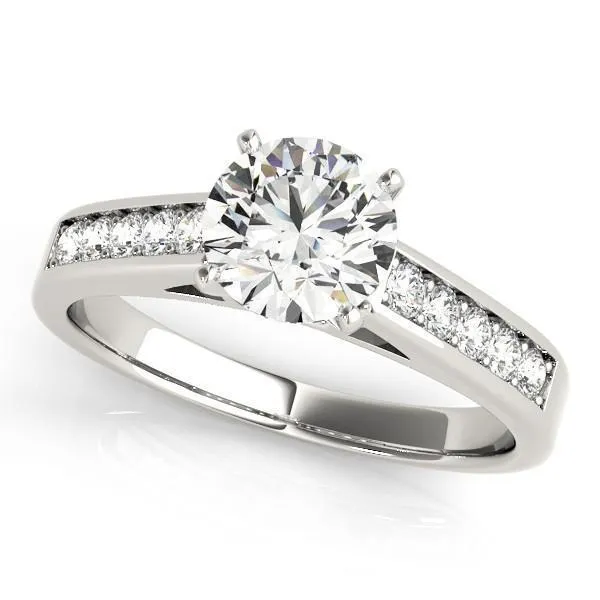 Ryleigh Round Center Stone Diamond Channel 4 Prong Two-Tone Engagement Ring