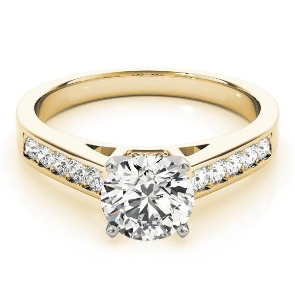 Ryleigh Round Center Stone Diamond Channel 4 Prong Two-Tone Engagement Ring