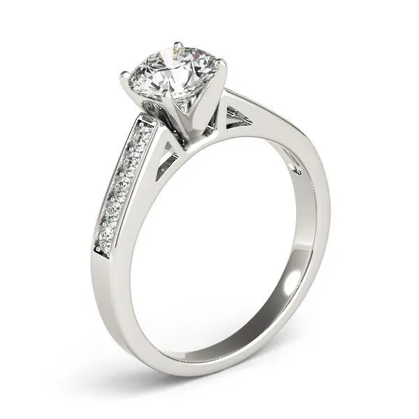 Ryleigh Round Center Stone Diamond Channel 4 Prong Two-Tone Engagement Ring