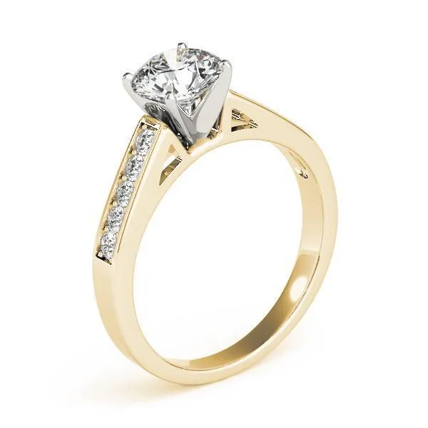 Ryleigh Round Center Stone Diamond Channel 4 Prong Two-Tone Engagement Ring