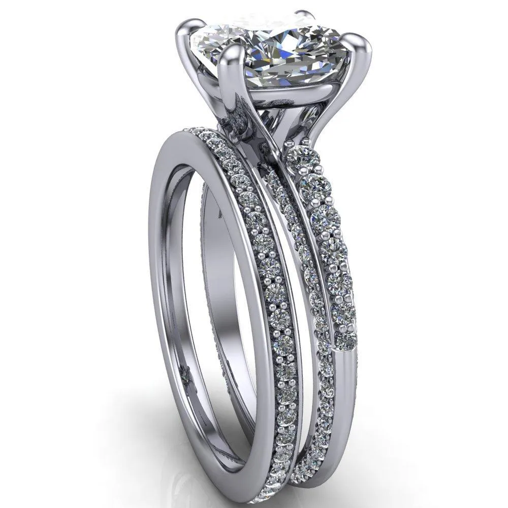 Sahana Cushion Center Stone Under Bezel Double Diamond Channel Ring