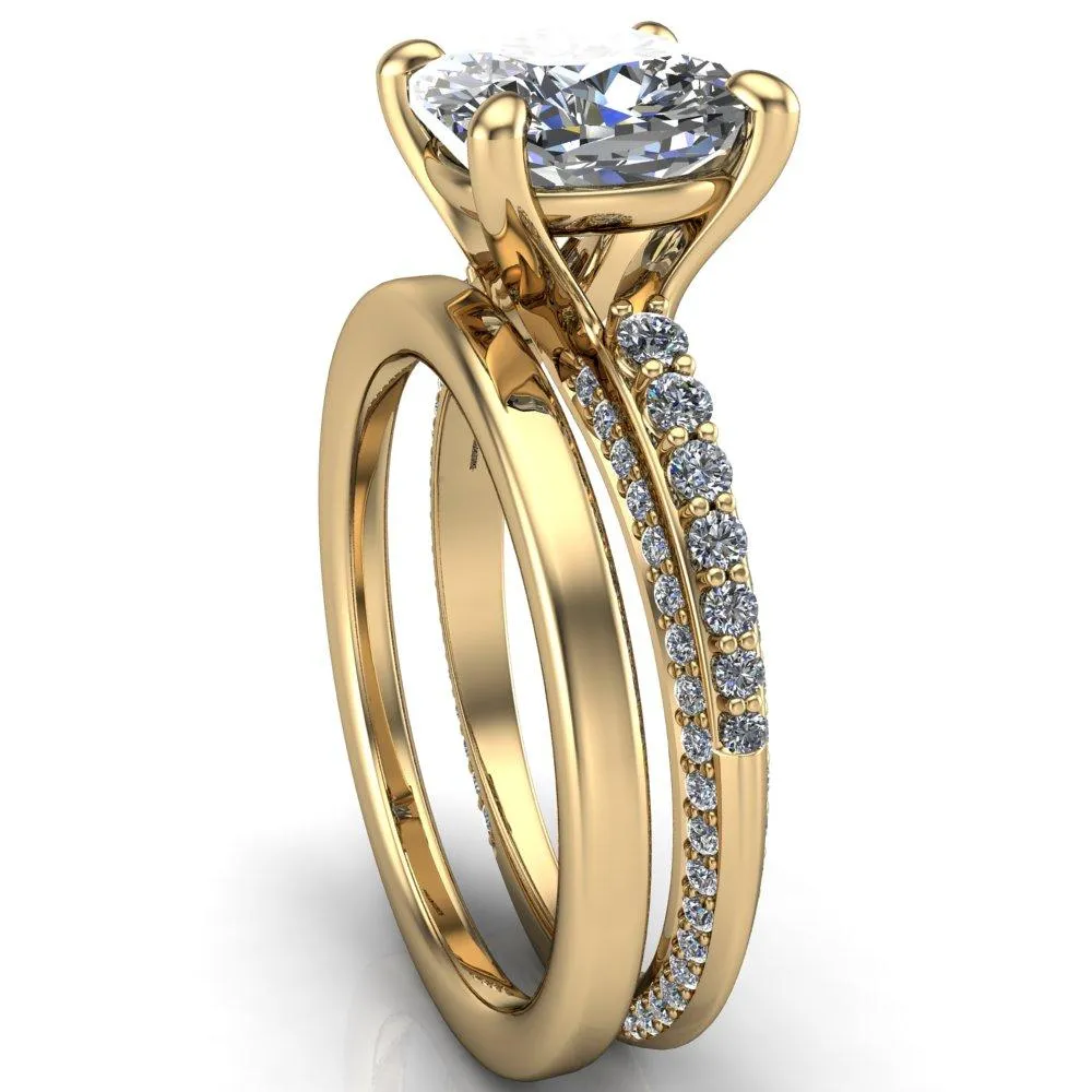 Sahana Cushion Center Stone Under Bezel Double Diamond Channel Ring