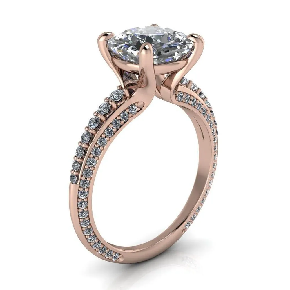 Sahana Cushion Center Stone Under Bezel Double Diamond Channel Ring