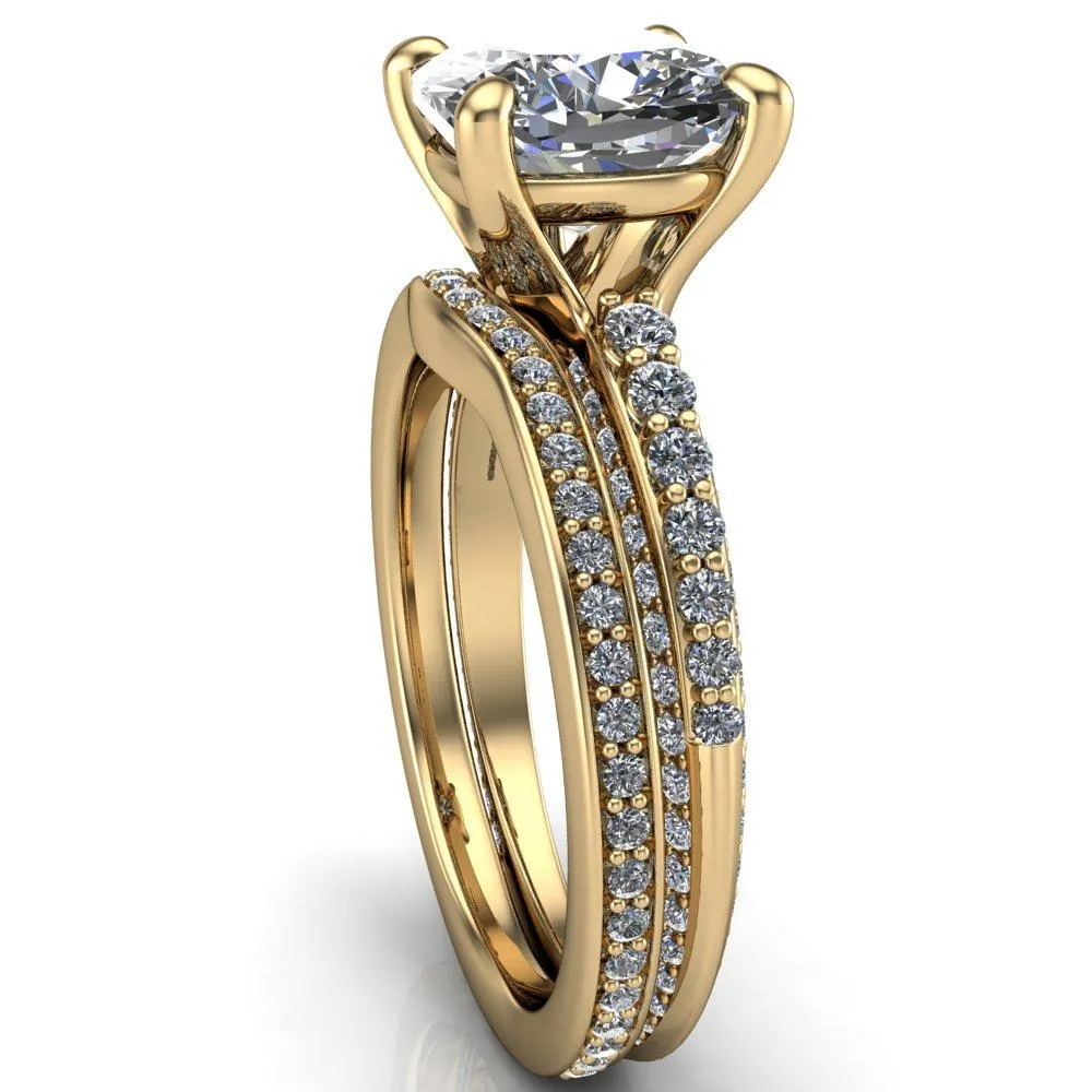 Sahana Cushion Center Stone Under Bezel Double Diamond Channel Ring