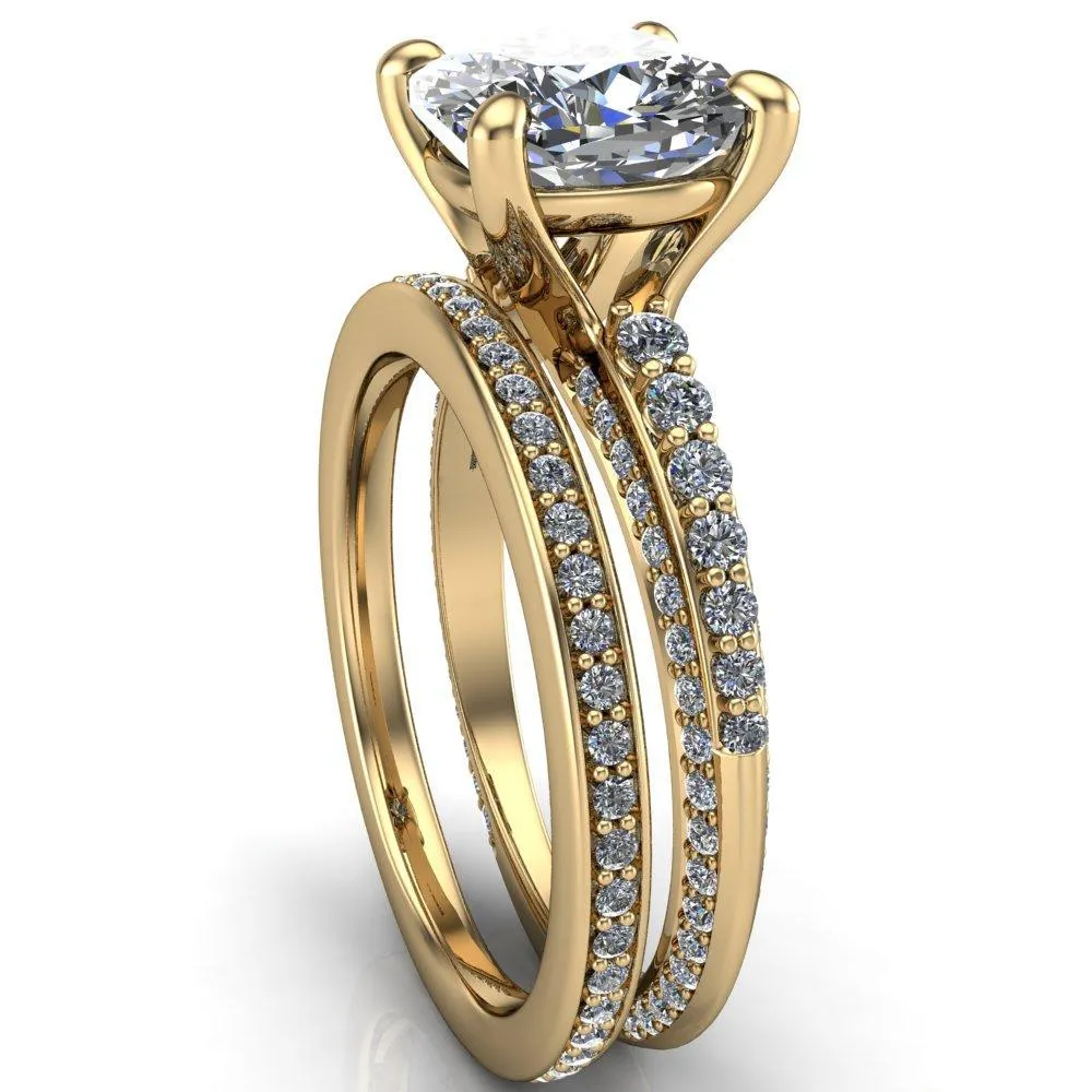 Sahana Cushion Center Stone Under Bezel Double Diamond Channel Ring