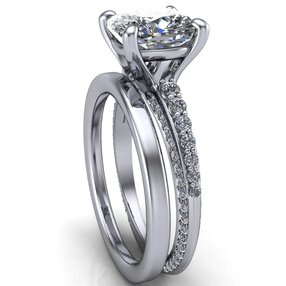 Sahana Cushion Center Stone Under Bezel Double Diamond Channel Ring