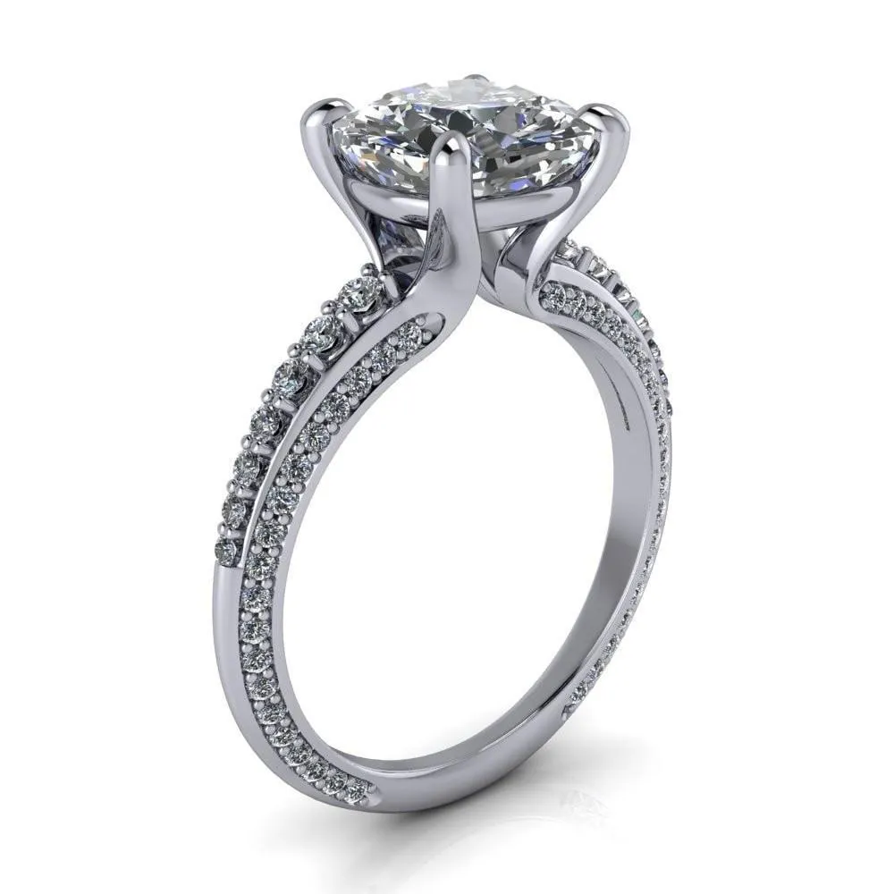 Sahana Cushion Center Stone Under Bezel Double Diamond Channel Ring