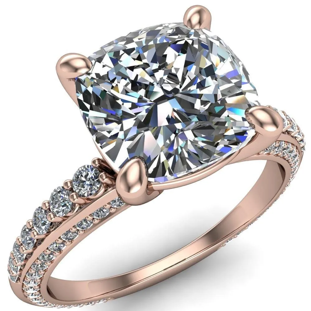 Sahana Cushion Center Stone Under Bezel Double Diamond Channel Ring