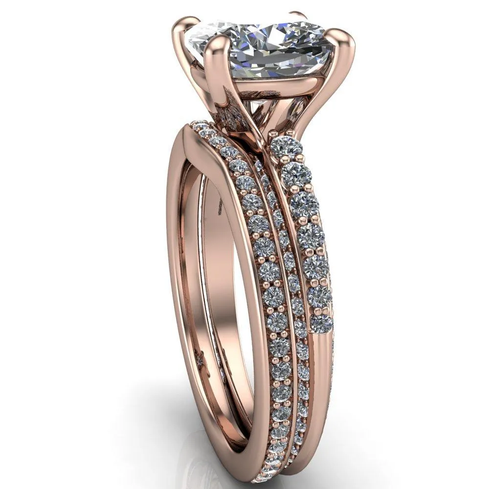 Sahana Cushion Center Stone Under Bezel Double Diamond Channel Ring