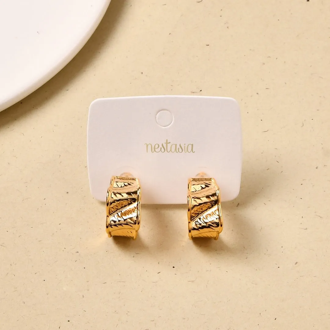 Sculpted Waves Hoops Gold