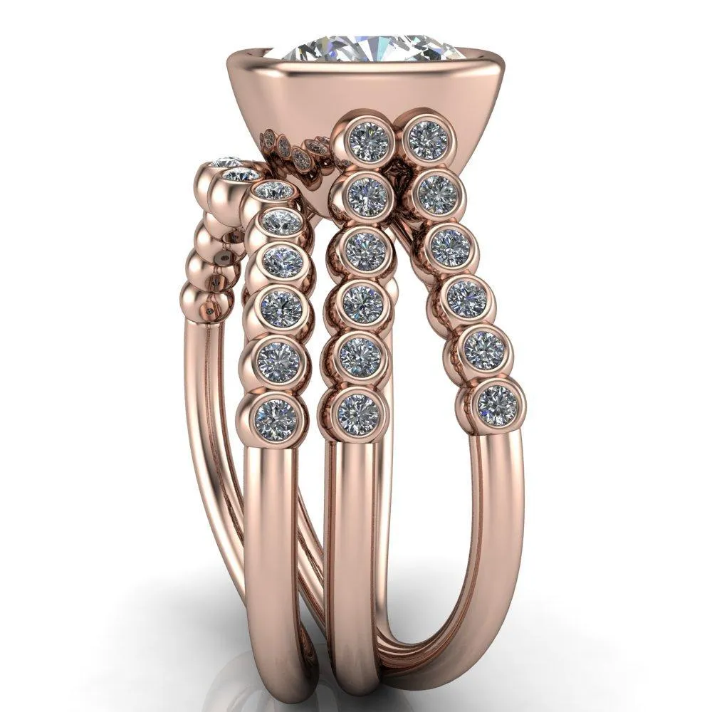 Seanna Cushion Center Stone Full Bezel Double Band Ring