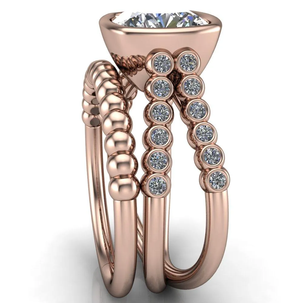 Seanna Cushion Center Stone Full Bezel Double Band Ring