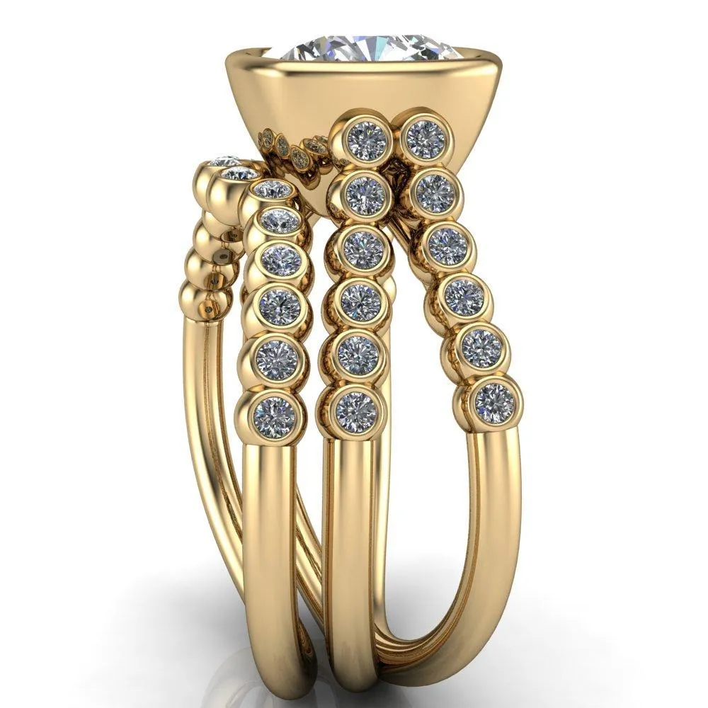 Seanna Cushion Center Stone Full Bezel Double Band Ring