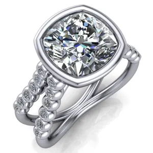 Seanna Cushion Center Stone Full Bezel Double Band Ring