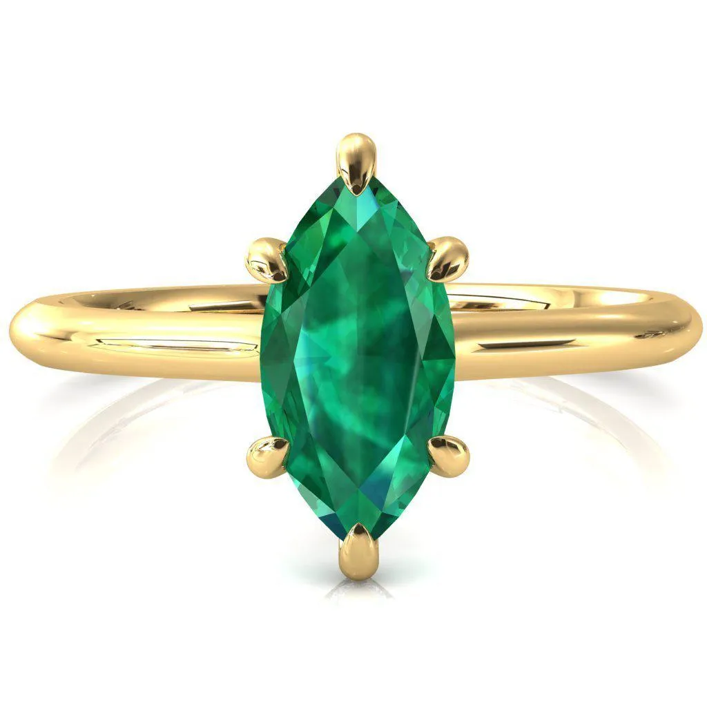 Secret Marquise Emerald 6 Prong Floating Halo Engagement Ring