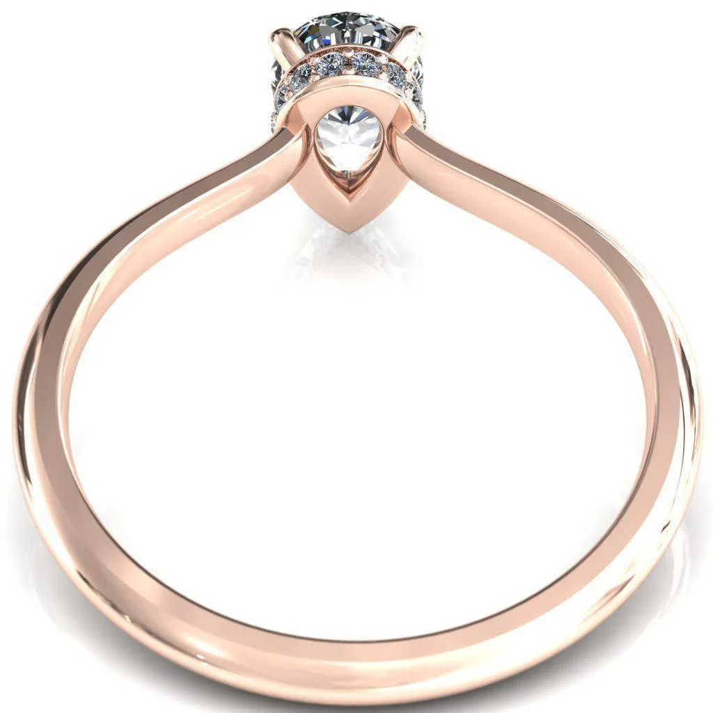 Secret Pear Center Stone 3 Prong Floating Halo Engagement Ring