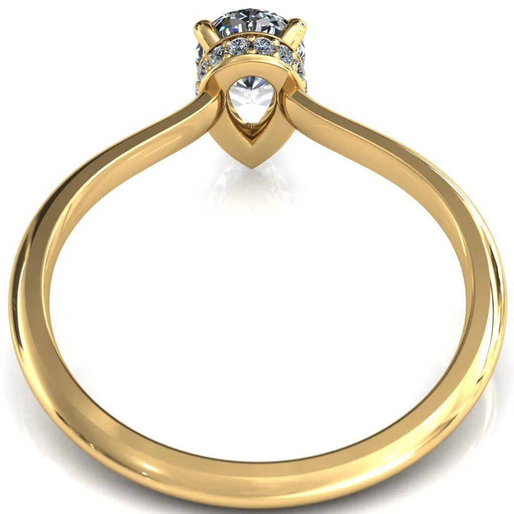 Secret Pear Center Stone 3 Prong Floating Halo Engagement Ring