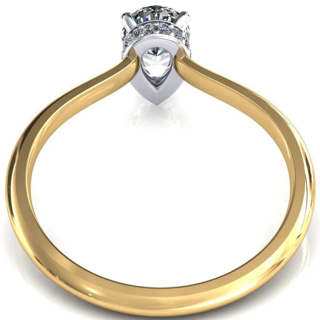 Secret Pear Center Stone 3 Prong Floating Halo Engagement Ring