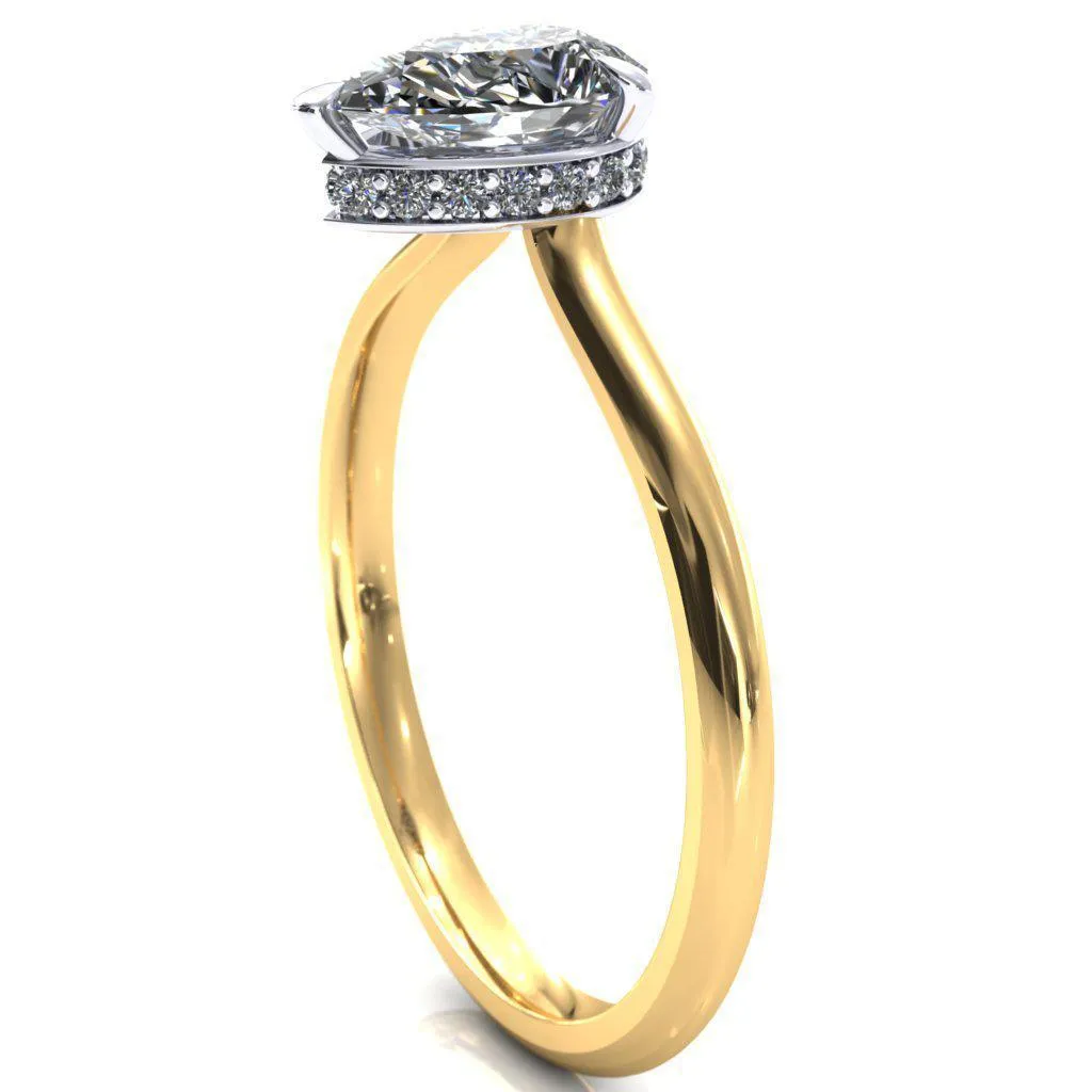 Secret Pear Center Stone 3 Prong Floating Halo Engagement Ring