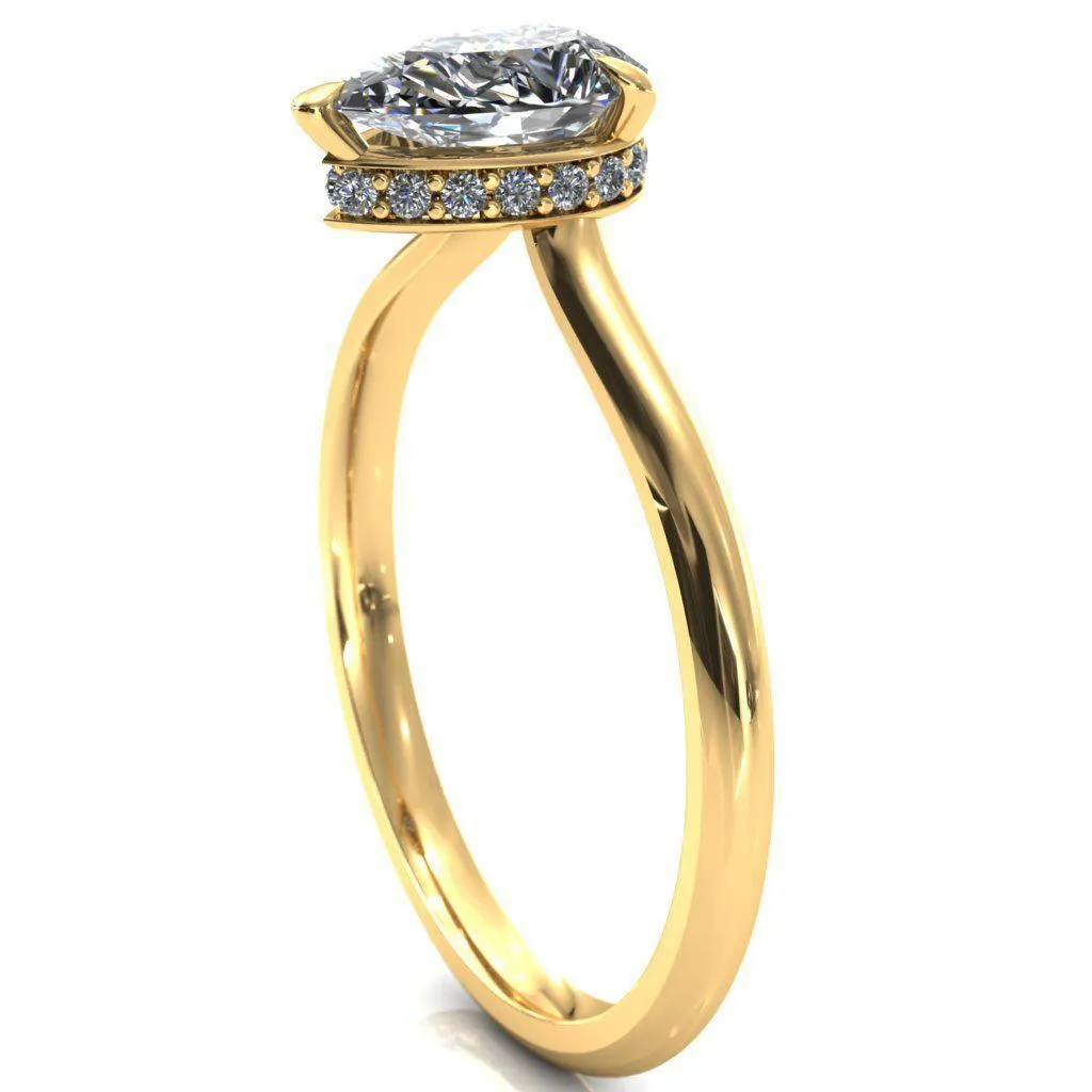 Secret Pear Center Stone 3 Prong Floating Halo Engagement Ring