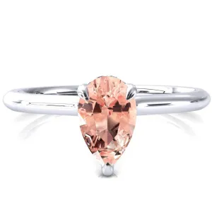 Secret Pear Champagne Sapphire 3 Prong Floating Halo Engagement Ring